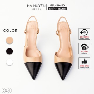 Giày cao gót nữ Hà Huyền Shoes mũi nhọn captoe quai đan hông chân gót nhọn 8 phân - CG490