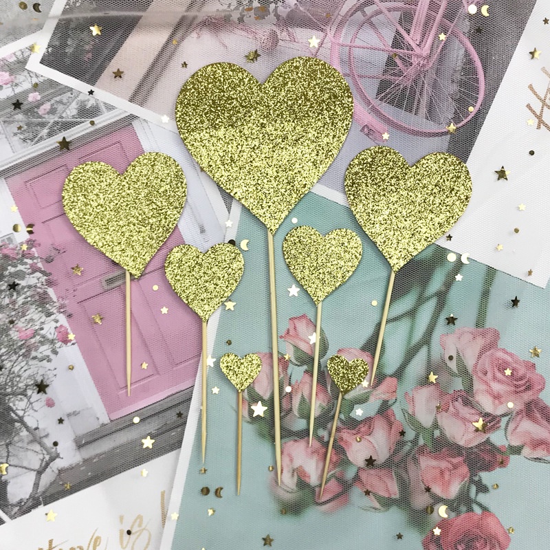 Bộ 7 Phụ Kiện Trang Trí Bánh Kem Hình Chữ love Xinh Xắn