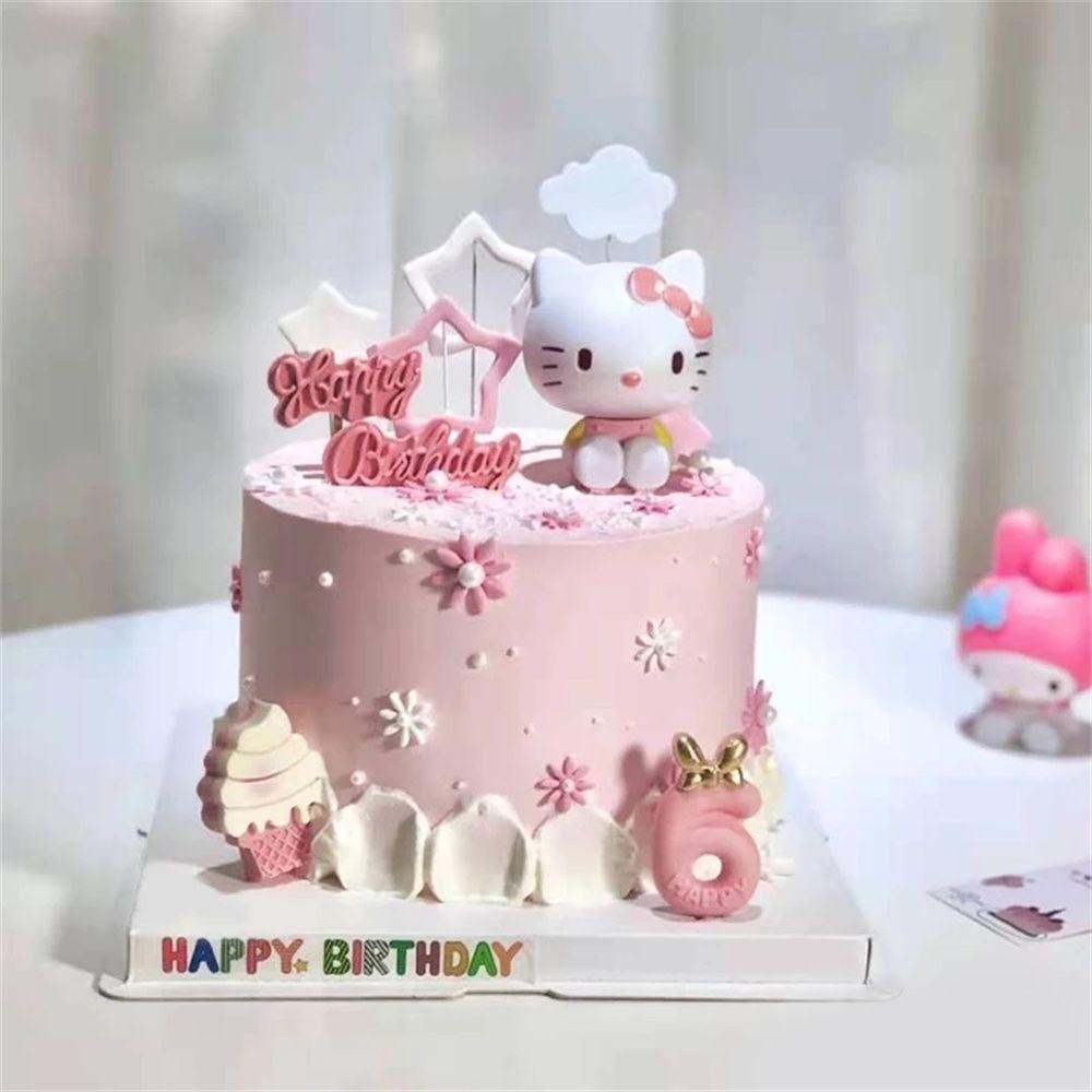 Mô Hình Nhân Vật Mèo Kitty Bằng PVC Trang Trí Bánh Kem