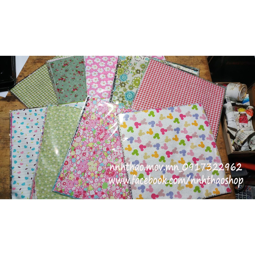 Combo 10 tấm vải thô, cate khổ 25x25 cm