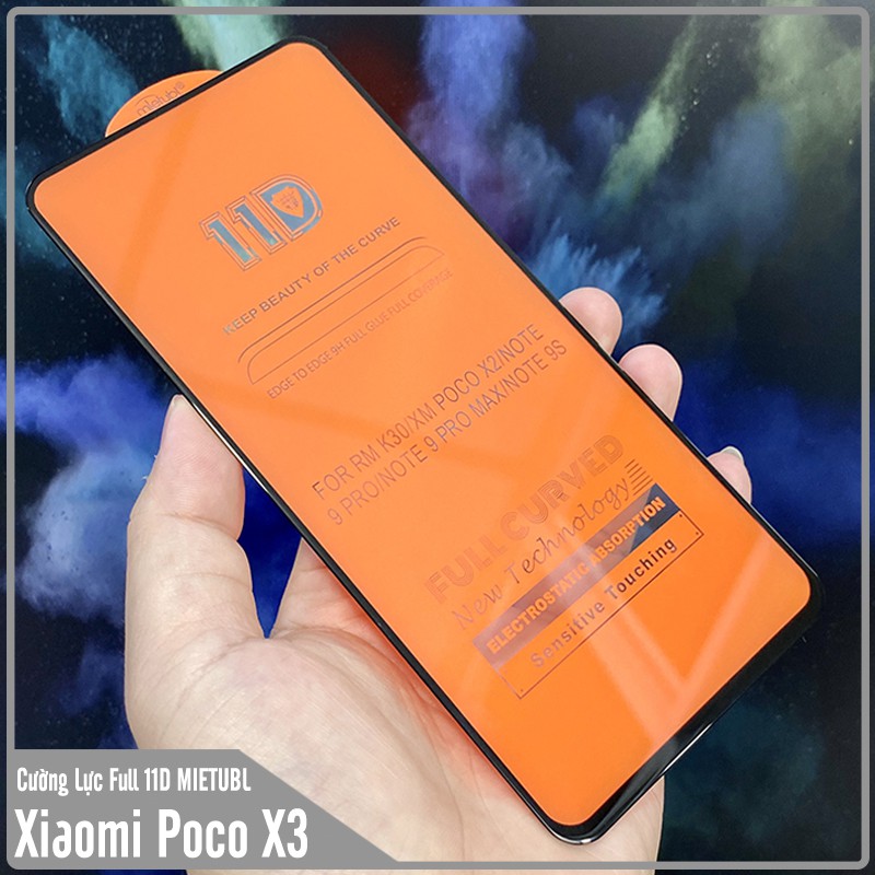 Kính cường lực 11D cho Xiaomi Poco X3 NFC Full viền Đen MIETUBL