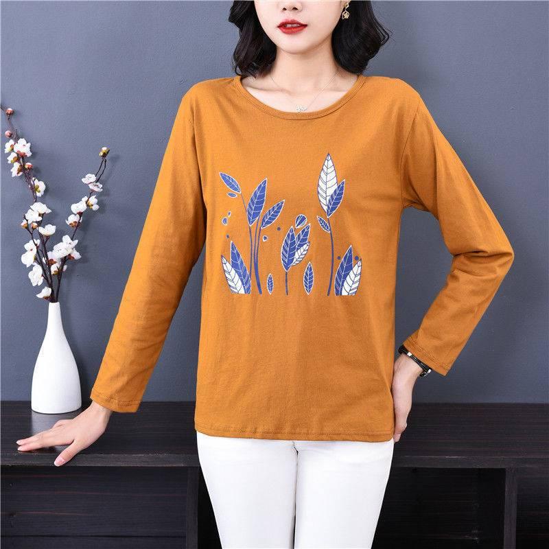 Áo thun tay dài dáng rộng thời trang cho phụ nữ trung niên