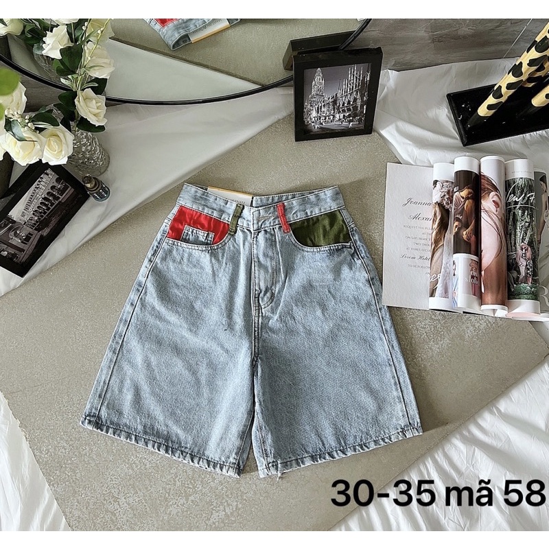 Quần Short Ngố Nữ Jean Lưng Cao Lai Tua Hoạ Tiết Màu Bigsize 57kg Đến 80kg Ms57