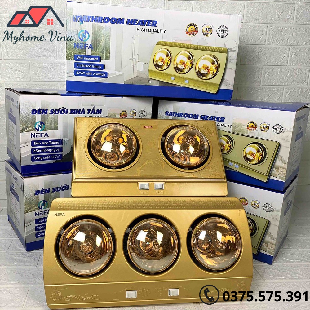 Đèn sưởi phòng tắm Hapo 2 bóng 3 bóng chống giật, an toàn, Đèn sưởi nhà tắm tiết kiệm điện đèn vàng chống lóa mắt