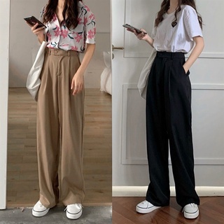 Quần dài ống rộng cạp cao clay pants