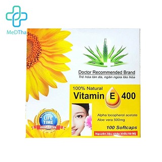 Vitamin E400 kèm Tinh chất Nha Đam - Giúp sáng và đẹp da Hộp 100 viên thumbnail