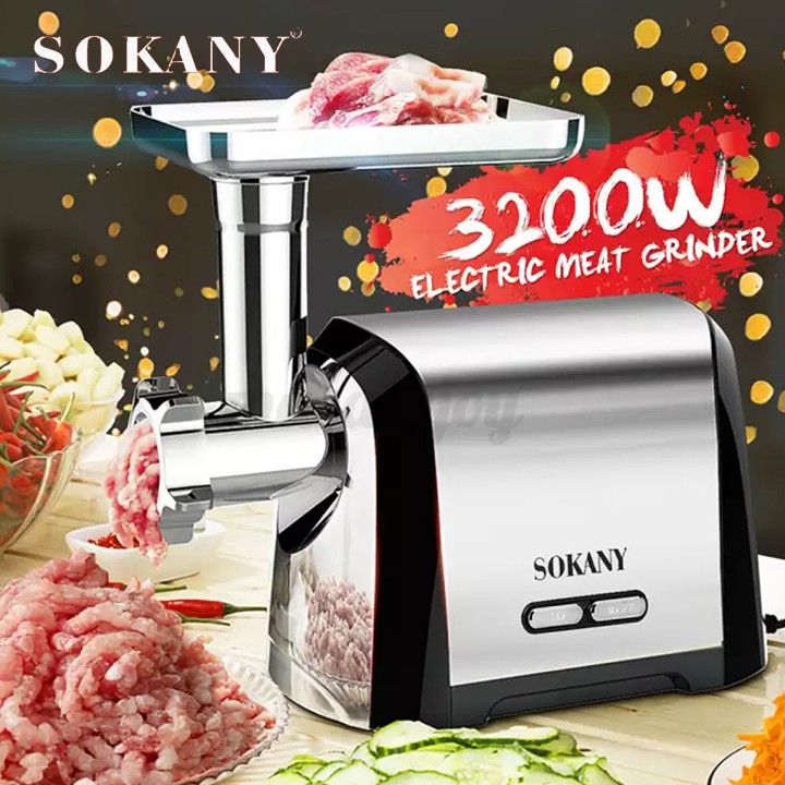 Máy xay thịt cá, Máy xay thực phẩm công nghiệp Sokany 3200W - MÁY ĐÙN THỊT SOKANY