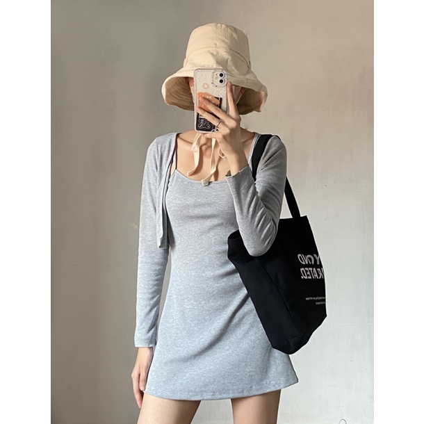 Set váy áo khoác thun gân Annam Design x Blance