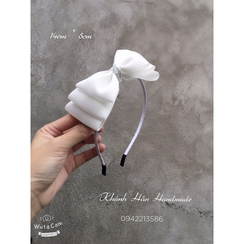 Cài tóc nơ trắng size 14cm * 5cm cho bé gái ( ảnh thật )