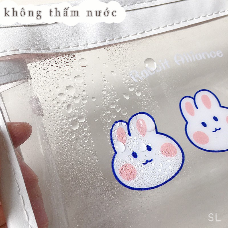 Túi Đựng Bút Trong Suốt Họa Tiết Hoạt Hình Đáng Yêu Đa Dụng