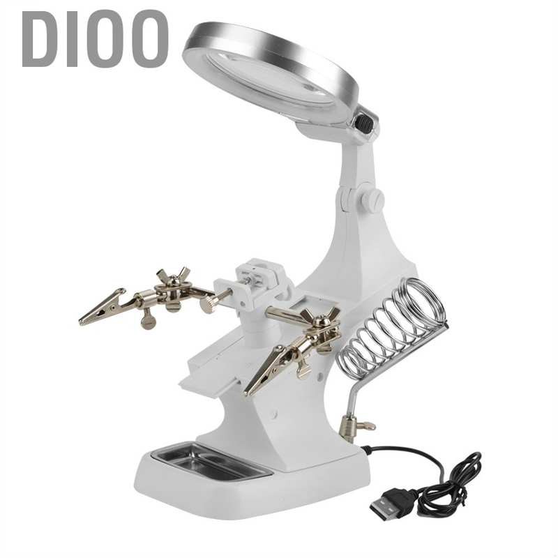 Dioo LED Light Magnifier Stand Table Glass Clamp Station Soldering with 10 pcs White Lights