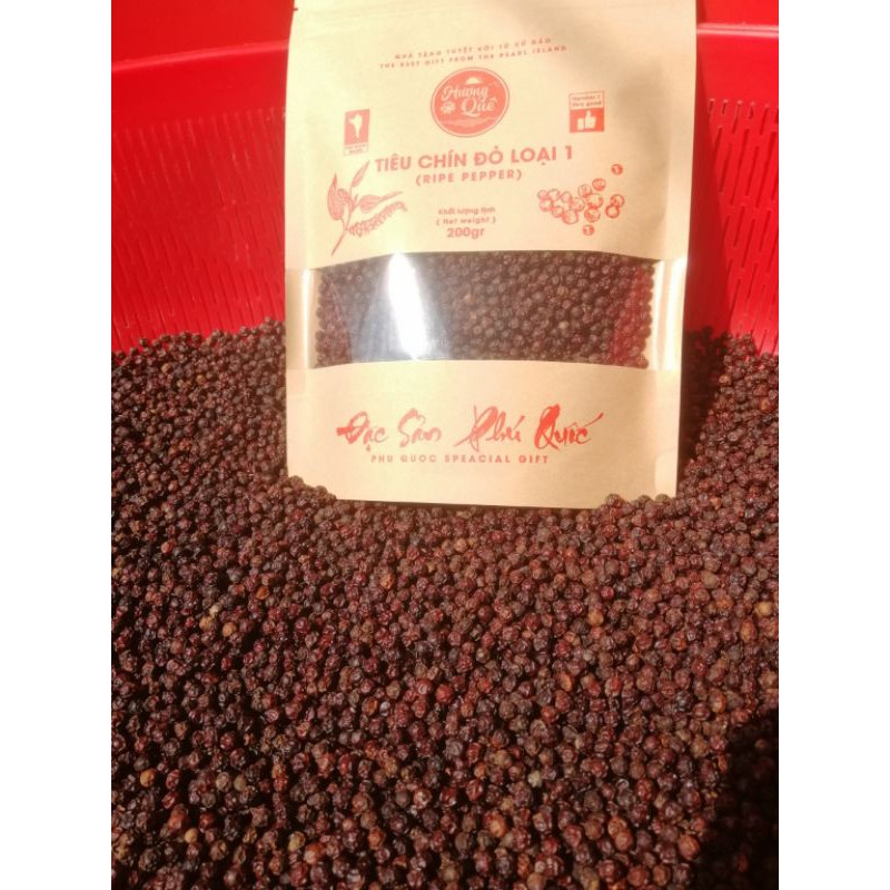 Tiêu Chín Đỏ Phú Quốc loại 1 - túi 200g QUÀ ĐẢO NGỌC
