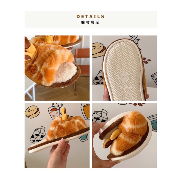 Dép bông đi trong nhà hở mũi hình hươu cao cổ có tai đáng yêu