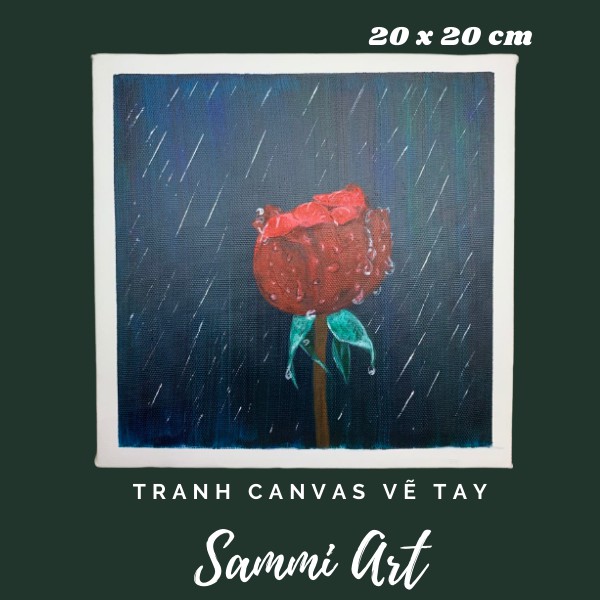 Tranh canvas các loại hoa vẽ tay - cỡ 20x20cm