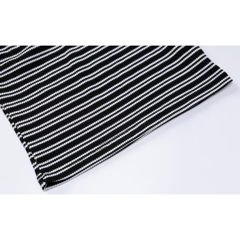 Áo Tank Top Cổ Chữ V Kẻ Sọc Phối Găng Tay Cá Tính Cho Nữ