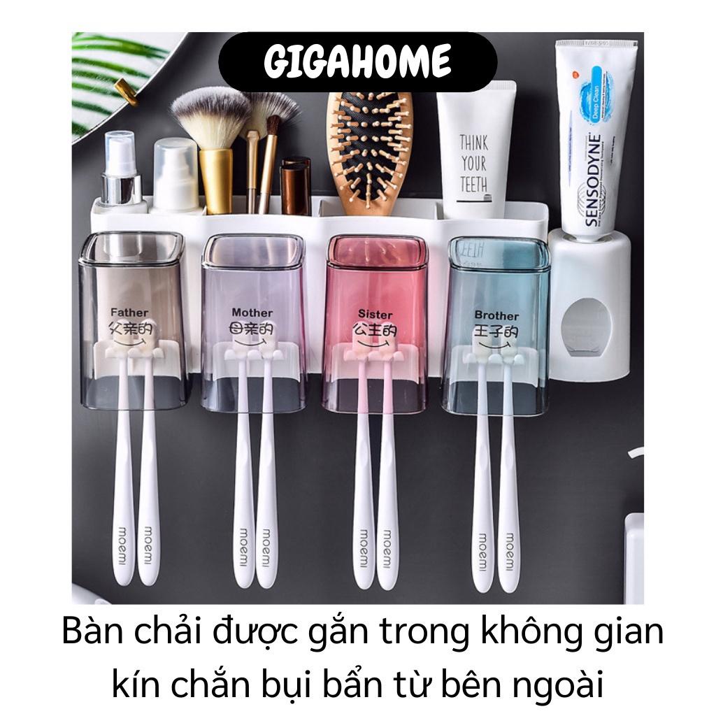 Kệ Nhà Tắm GIGAHOME Kệ Treo Bàn Chải, Nhã Kem Đánh Răng Kèm 4 Cốc Dán Tường Có Ngăn Để Đồ 9523