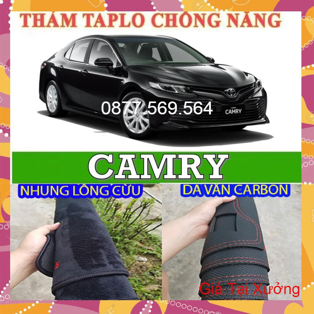 THẢM TAPLO TOYOTA CAMRY 2021-2020-2005-2010-2015 DA VÂN CARBON-NHUNG LÔNG CỪU