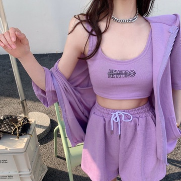 Set Áo Hoodies Có Nón + Quần Ngắn Lưng Thun Thời Trang Nữ