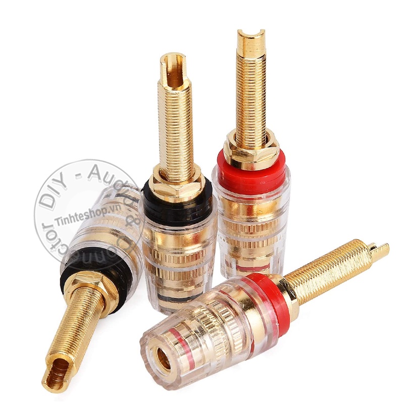 Cọc loa Trạm loa bắp chuối cỡ lớn chuôi dài 4 chiếc - Long Thread 4mm Banana Speaker Terminal Binding Post Hard Copper