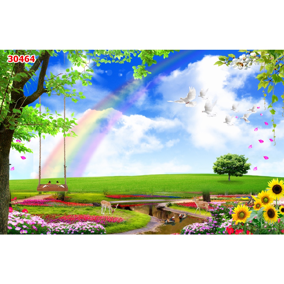Tranh 3D phong cảnh vườn hoa tuyệt đẹp