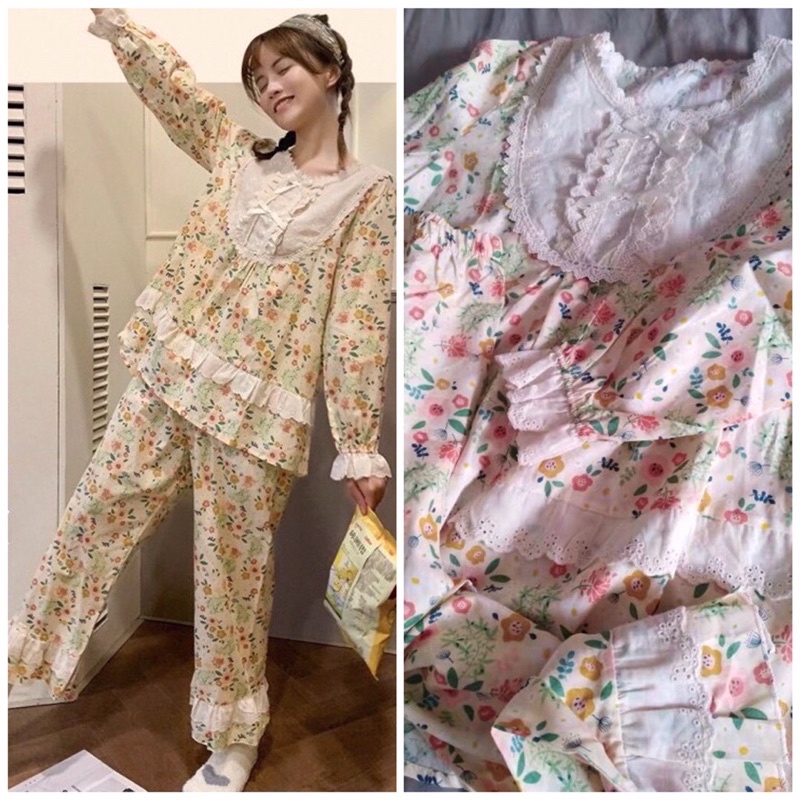 BỘ NGỦ HOA NHÍ BÁNH BÈO BEAU ULZZANG | BigBuy360 - bigbuy360.vn