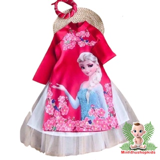 FREESHIP50K-QATE 174 - ÁO DÀI CÁCH TÂN CÔNG CHÚA ELSA HÀNG CHÀO XUÂN 2020