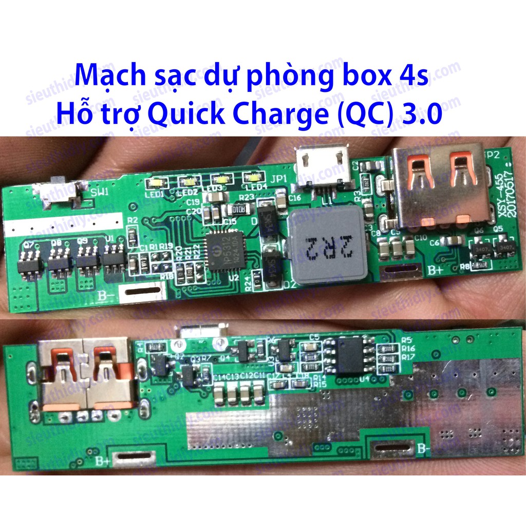 Mạch sạc dự phòng hỗ trợ Quick Charge (QC) v3.0 cho box nhôm 4s