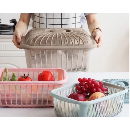Rổ vuông có nắp đựng đồ Việt Nhật - Rổ đựng rau củ quả, bát đĩa tiện lợi