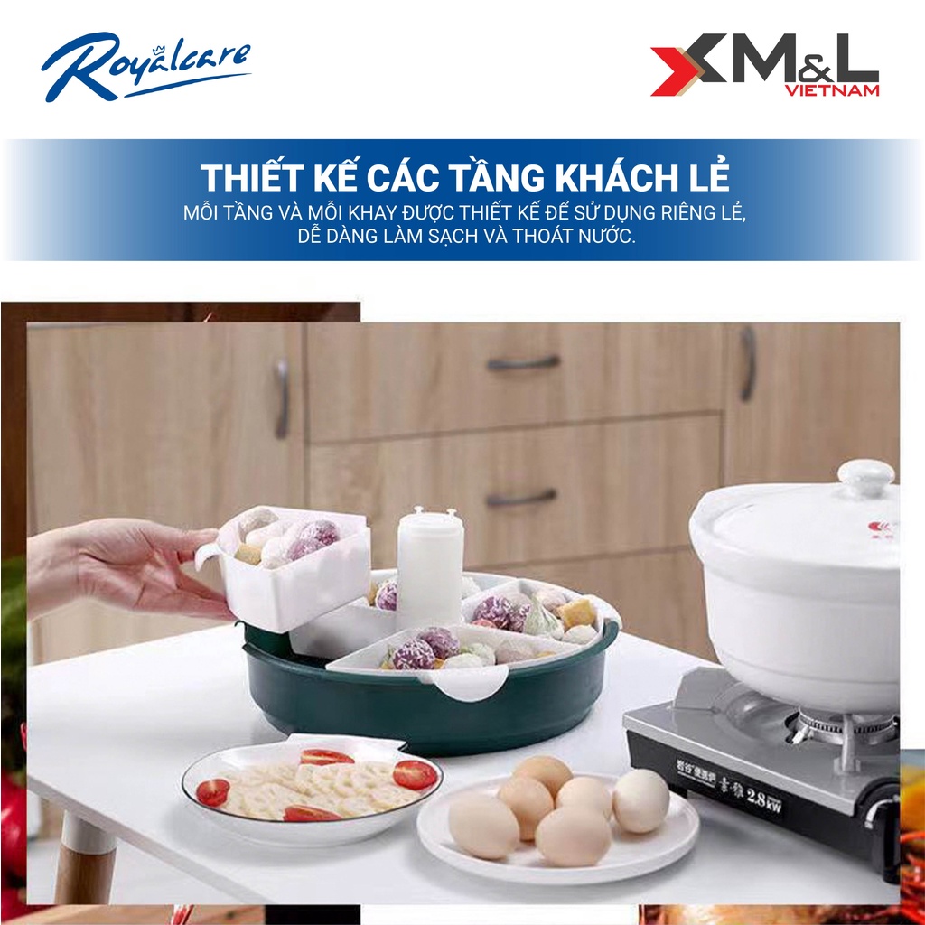 Khay kệ đựng thực phẩm lẩu 2 tầng xoay 360 độ M&L - Royalcare KL-2 - Hàng chính hãng bảo hành 12 tháng , chính hãng