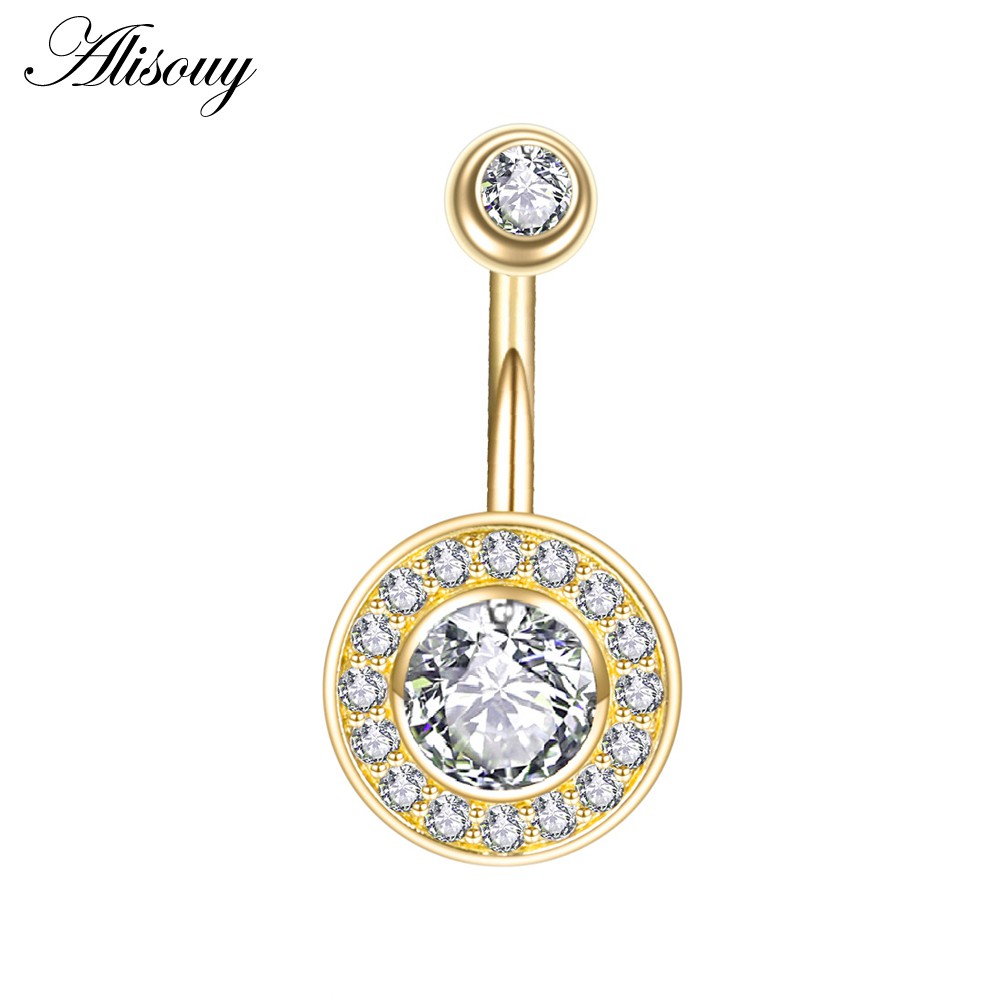 Alisouy 1 Khuyên Rốn Thép Không Gỉ Đính Đá cz Hình Trái Tim