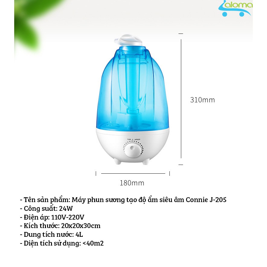 Máy phun sương tạo độ ẩm 4 lít Connie J205 làm mát phòng tránh khô da phòng điều hòa