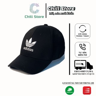 Nón đen mũ lưỡi trai Adi.das đen logo trắng thêu tinh tế Free Size Full hộp