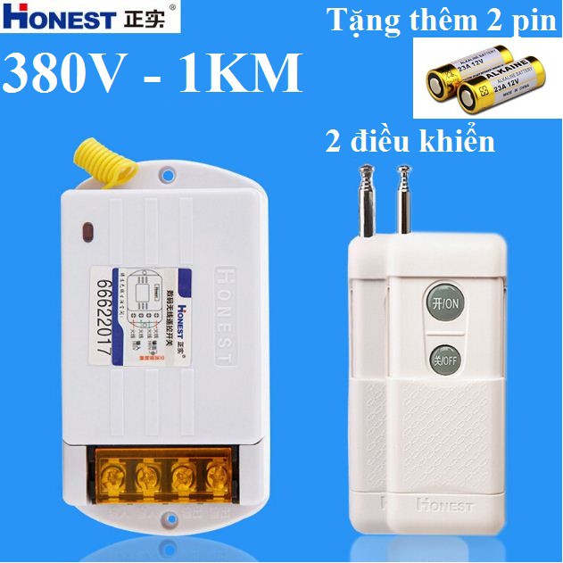 Công tắc điểu khiển từ xa 1Km 380V/10A 2 điều khiển Honest tặng thêm 2 pin sơ cua - BIG BANG VIỆT NAM