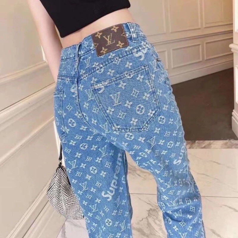 Quần jeans Nữ Baggy LV_SOP  dáng ống suông, rộng style hàn quốc