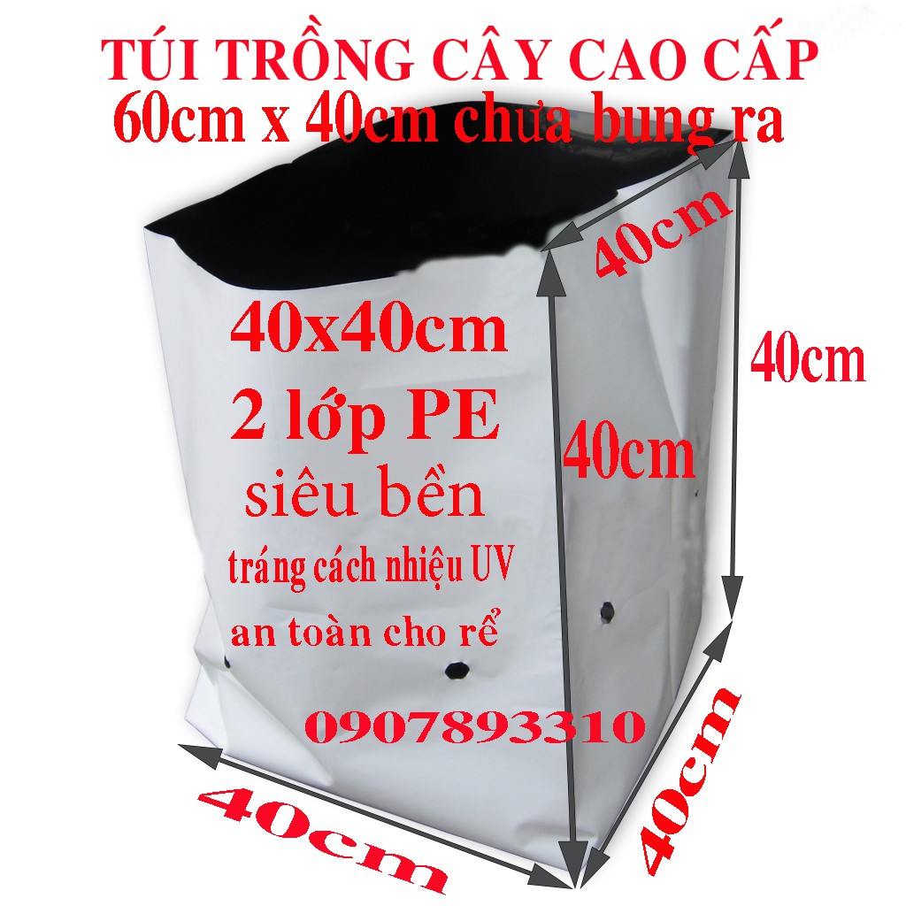 Túi trồng cây 40x40cm,Túi trồng dưa lưới,cây cảnh,cây ăn trái cở to (1 cái )