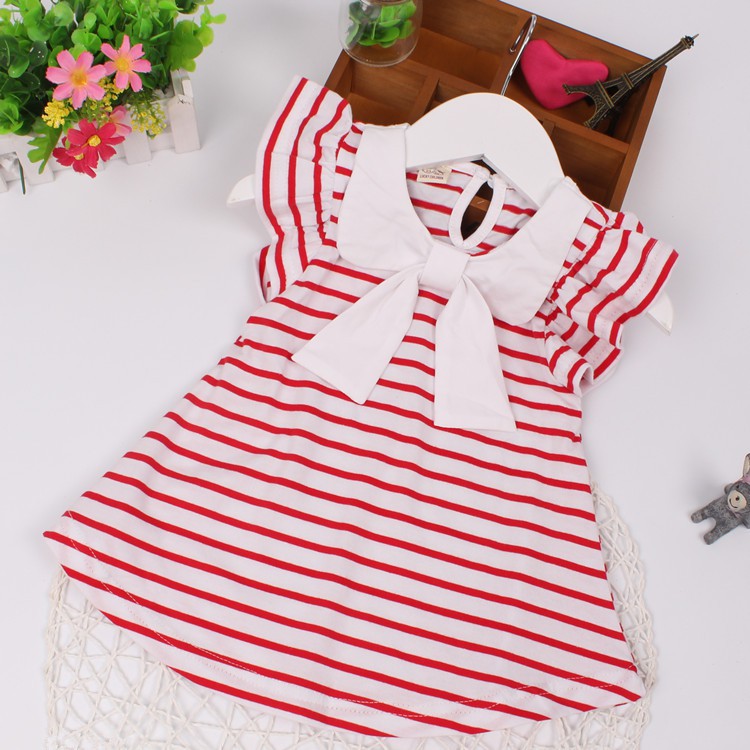 Áo váy kẻ thun cotton