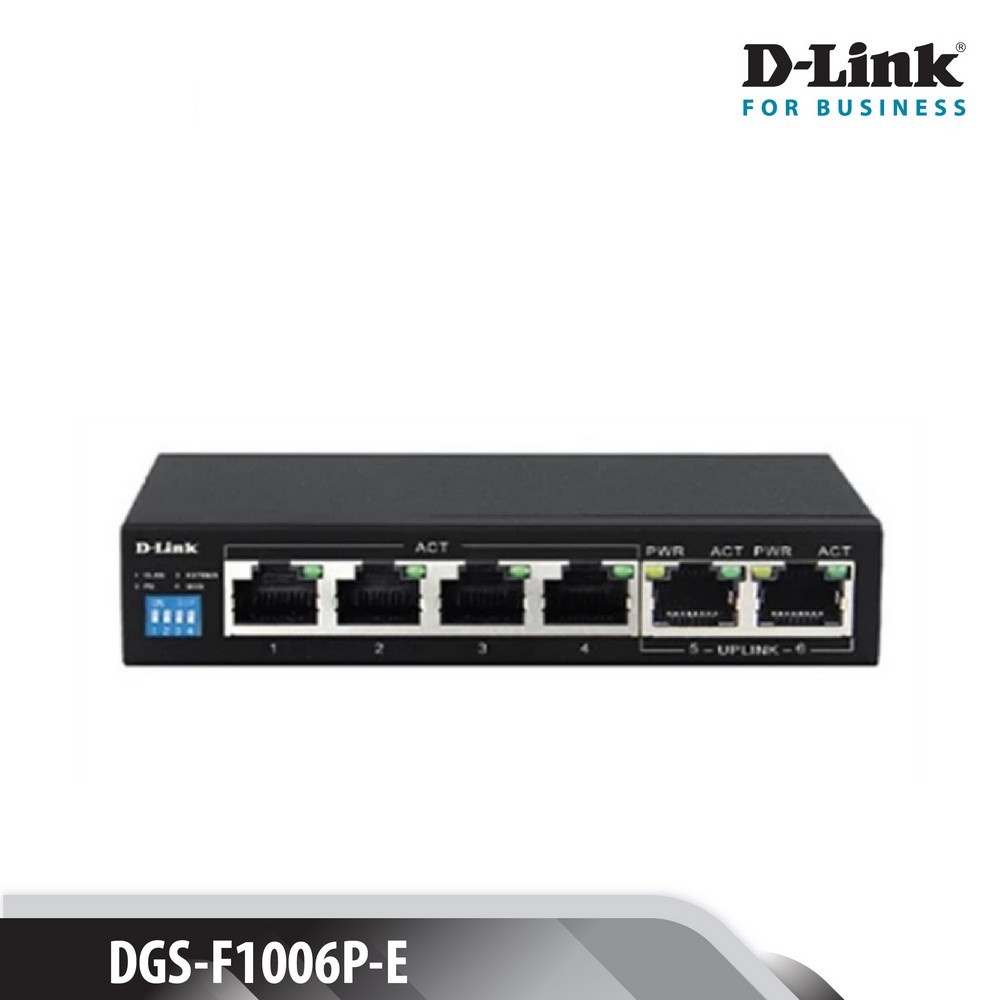 Switch Gigabit PoE 6 cổng DLink DGSF1006P hàng chính hãng