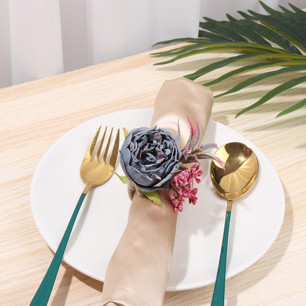 FOREVER Vòng Nhẫn Khăn Ăn Hình Hoa Hồng Nhân Tạo Trang Trí Bàn Tiệc Cưới