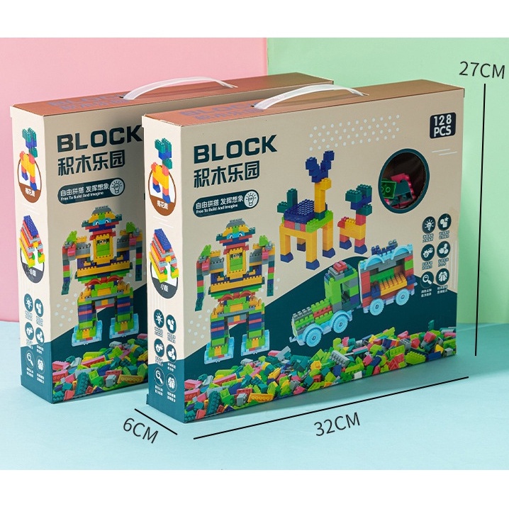 Bộ lắp ghép lego Block 128 mảnh ghép phát triển chỉ số thông minh cho bé
