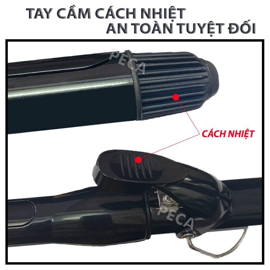 Máy uốn tóc cao cấp Kemei KM-9942 điều chình 4 mức nhiệt dây điện xoay có móc treo dùng mọi loại tóc - Hàng chính hãng