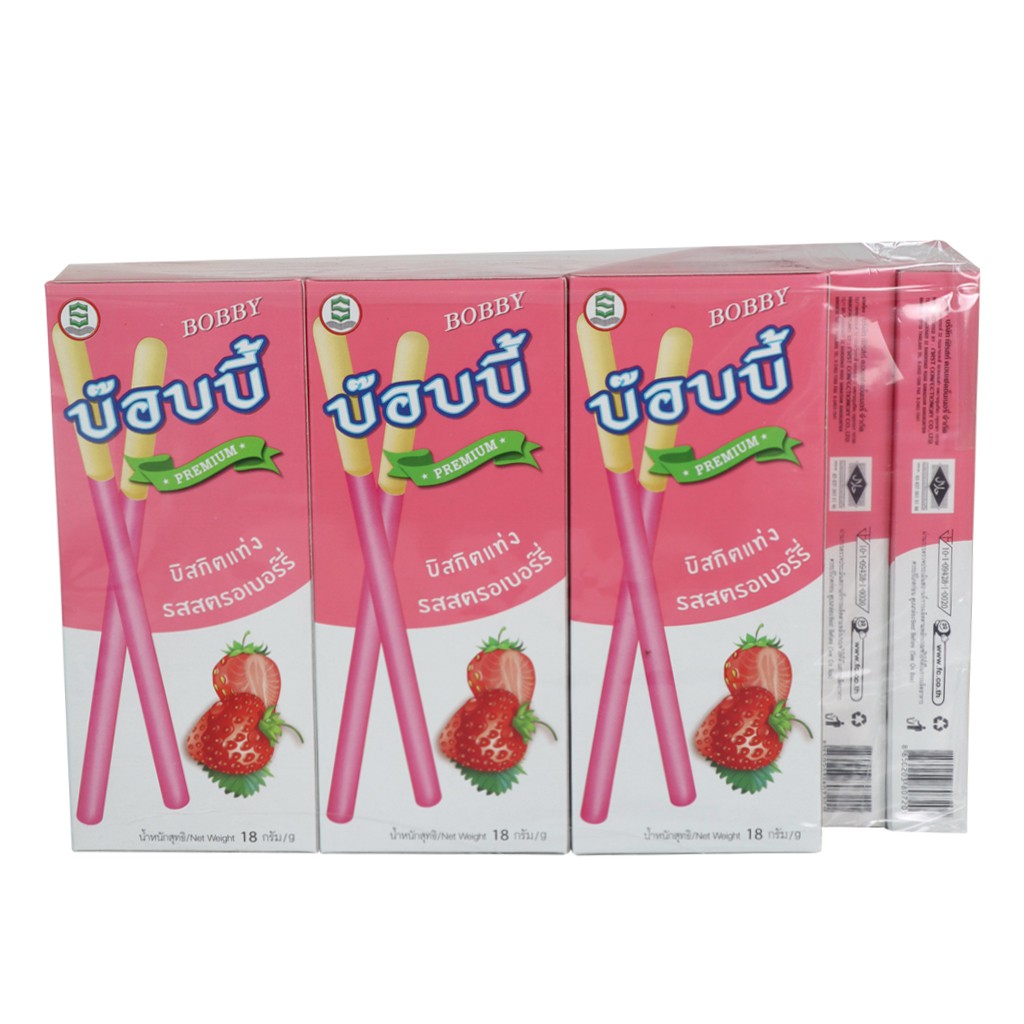 Lốc bánh que kem dâu Bobby 252gr Biscuit stick strawberry