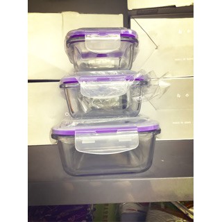 Bộ 3 Hộp Cơm Thủy Tinh Hình Vuông Có Nắp Hút Chân Không,Đa Năng (320 + 520 + 800ml) #5