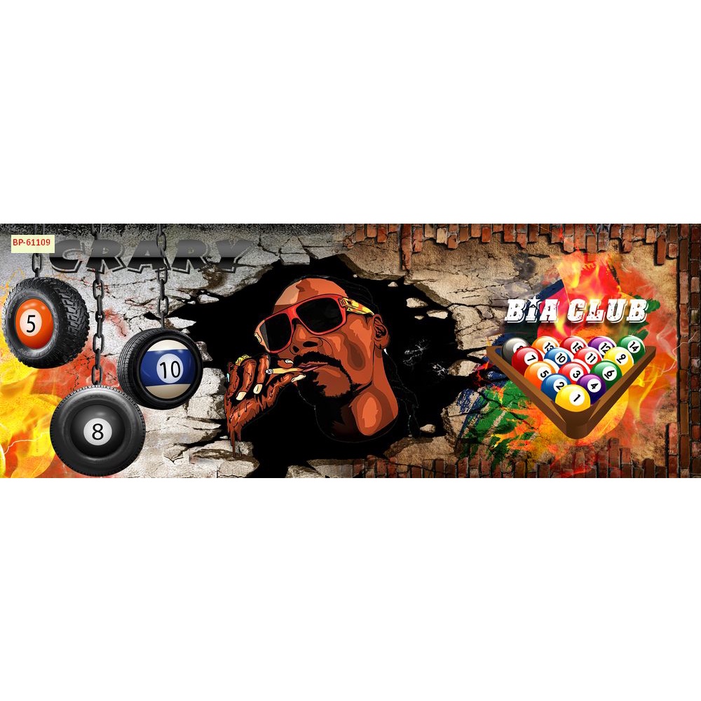 Tranh dán tường club Billiards 3D, mực in không mùi, không hóa chất đảm bảo an toàn sức khỏe