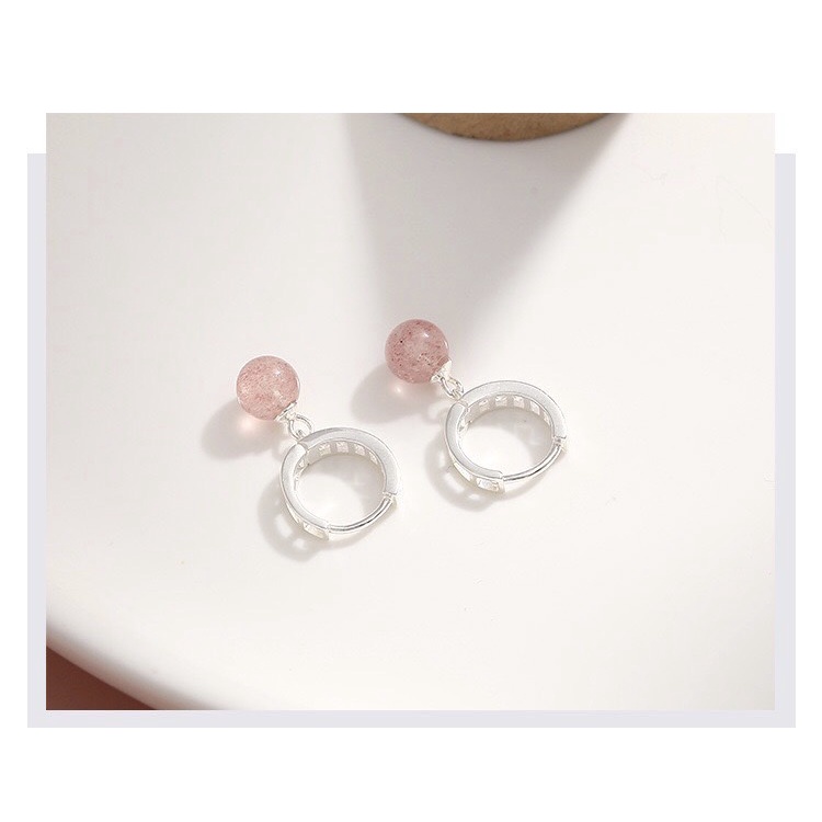 Bông Tai Nữ Bạc 925 Cao Cấp ERASHOP 075846 - Tròn Hạt Hồng Nữ Tính, Sang Chảnh, Phù Hợp Đi Tiệc, Đi Chơi, Siêu Rẻ Đẹp