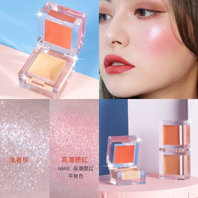 Bảng phấn trang điểm mắt má hồng bắt sáng và tạo khối hai màu IMAGES