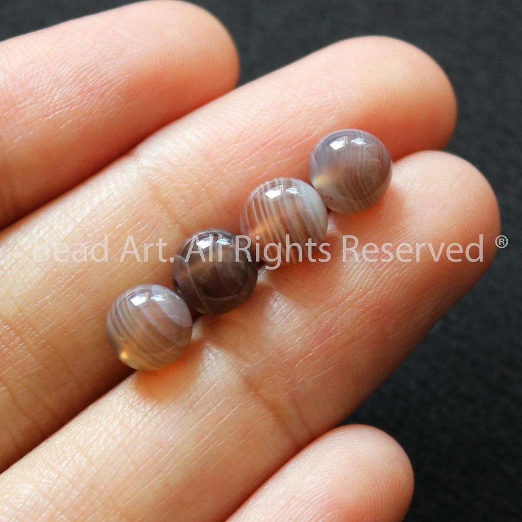 6MM Đá Agate Xám Đỏ, Phối Vòng Tay Phong Thuỷ, Chuỗi Hạt, Trang Sức S50 - Bead Art