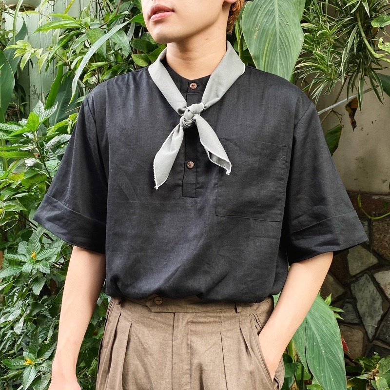 75s - COTUSHIRT áo cổ trụ linen đơn giản và lịch sự
