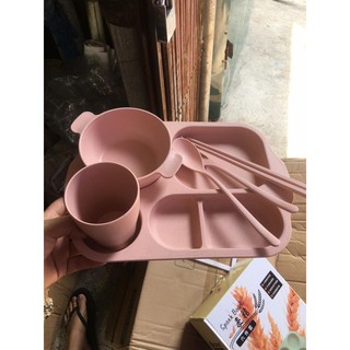 Bộ khay ăn lúa mạch 6 chi tiết cho bé