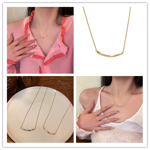 Vòng cổ Màu Vàng/Bạc Thiết Kế Đơn Giản Thời Trang Hàn Quốc Cho Nữ