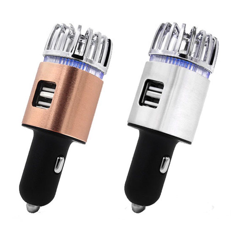 Máy lọc không khí xe hơi, máy lọc không khí ion oto + tẩu sạc, cổng USB điện thoại kép  2 trong 1 - sevencar